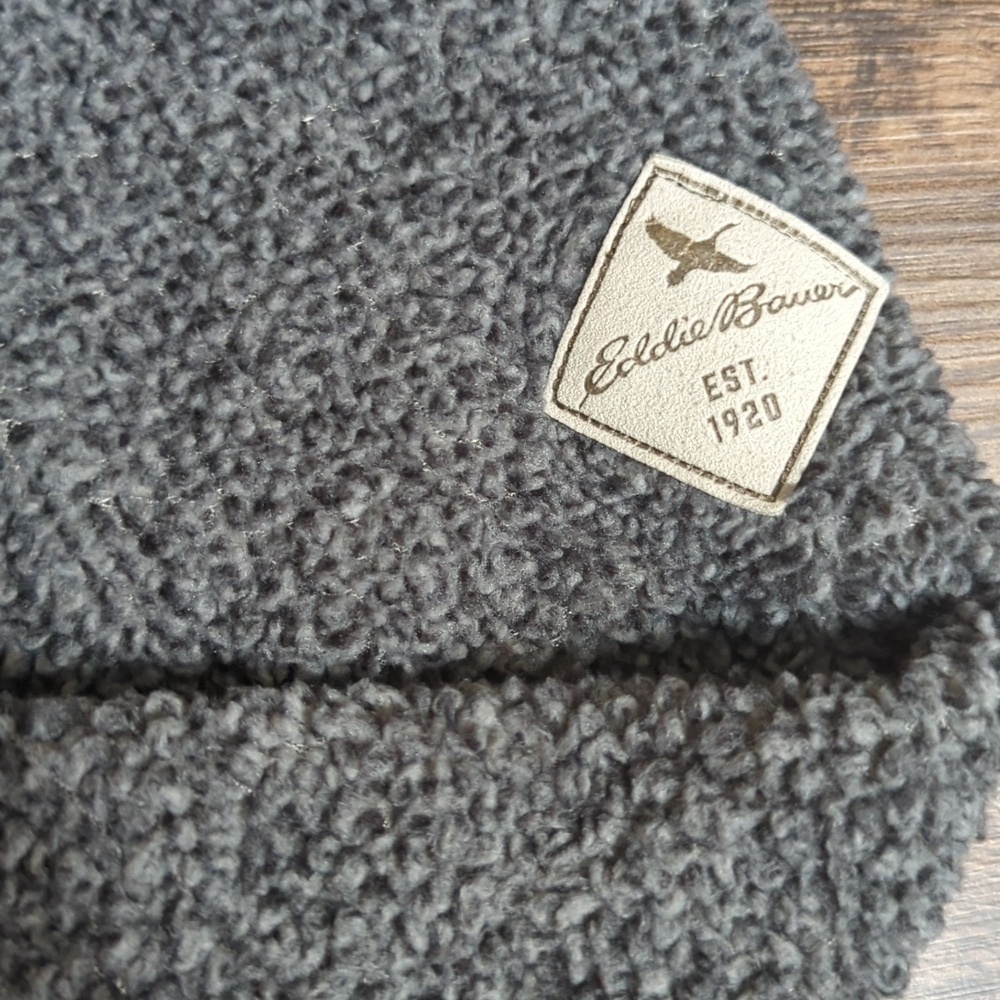 Eddie Bauer Deep Pile 1/2 zip pullover shag fleece/sherpa Size Large in Gray - Picture 3 of 8